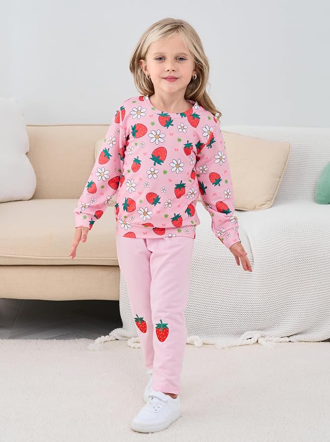 Little Girls Unicorn Outfits 2 Piece Kids Ruffle Sleeve Sweatshirt + Leggings - Image 6