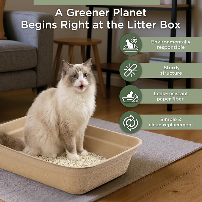EcoVerde Pets & Co. Disposable Cat Litter Boxes 4-Pack, Large 18.1” x 13.2” x - Image 3