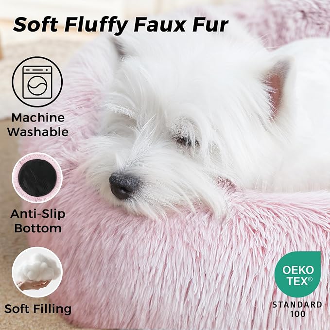 Calming Dog Bed & Cat Bed for Indoor Cats, Medium Size Washable Anti-Slip - Image 3
