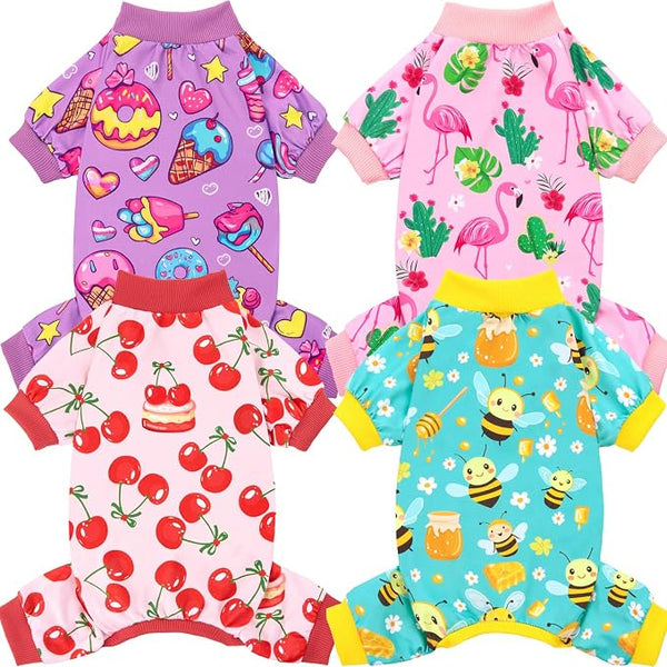 XPUDAC 4 Pieces Dog Pajamas for Small Dogs Boy Girl Soft Stretchy Pjs Onesies by XPUDAC