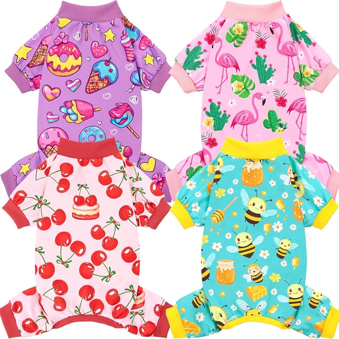 XPUDAC 4 Pieces Dog Pajamas for Small Dogs Boy Girl Soft Stretchy Pjs Onesies by XPUDAC
