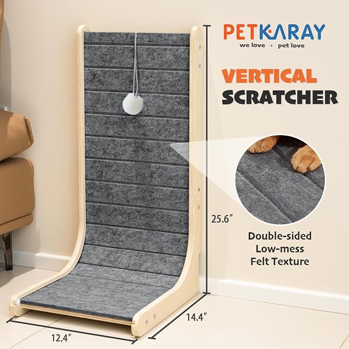 PETKARAY Felt Cat Scratcher, Vertical Cat Scratching Carpet, Scratch Resistant - Image 2