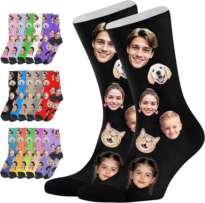 Artsadd Custom Face Socks for Dad Fathers Day Gift Novelty Personalized Photo by Artsadd