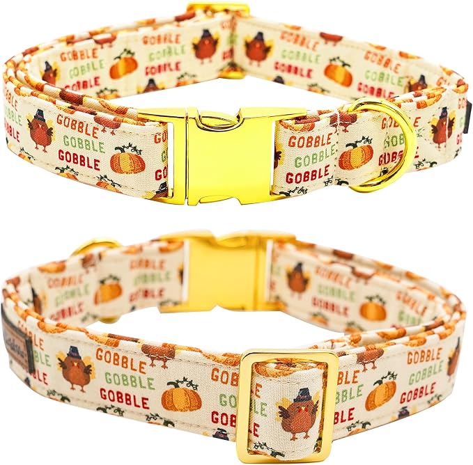 Dog Collar, Thanksgiving Turkey Pet Collar Bow Holiday Girl Boy Bow Dog Collars - Image 4
