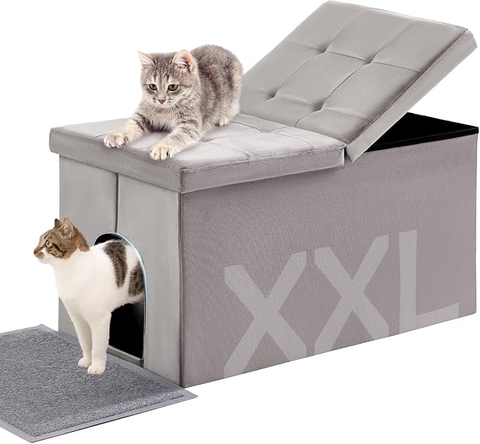 MEEXPAWS Cat Litter Box Enclosure Furniture Hidden Extra Large, Lift Design Lid by PETPRODUCTS
