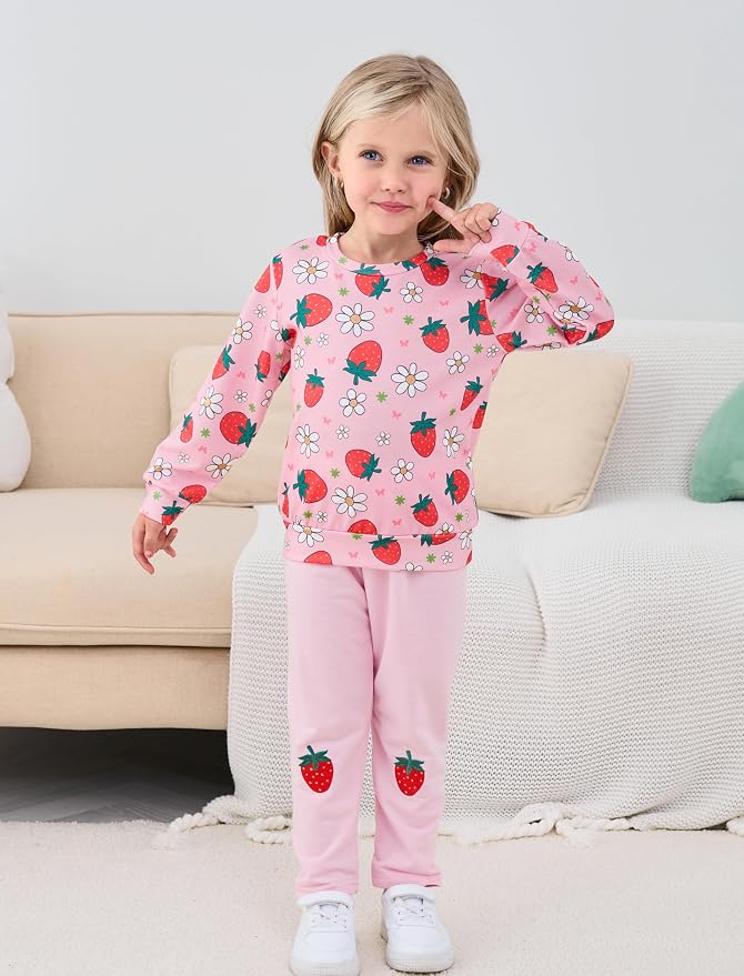 Little Girls Unicorn Outfits 2 Piece Kids Ruffle Sleeve Sweatshirt + Leggings - Image 4