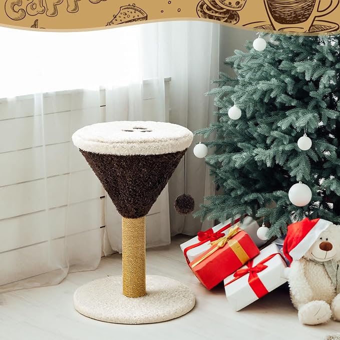 Sosation Espresso Martini Cat Scratcher 19.7" H Cat Scratching Post Scratcher - Image 6