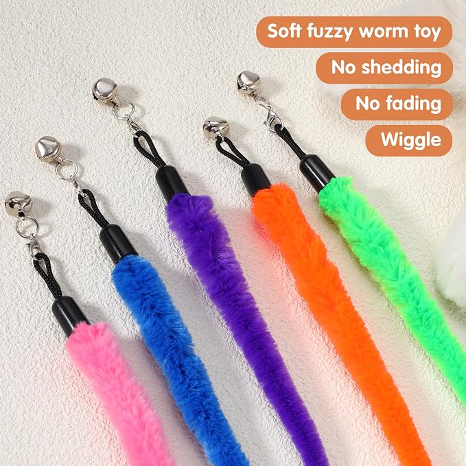 10 PCS Cat Toy Worm Refills, Soft Cat Worm Toys Interactive Cat Wand - Image 3