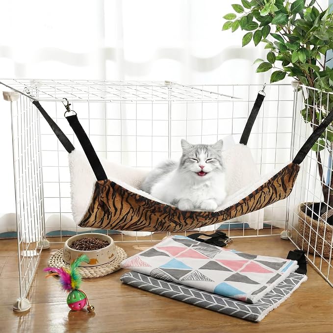BBTO 3 Pcs Reversible Pet Hammock Soft Plush Cat Hanging Hammock Guinea Pig Bed - Image 5