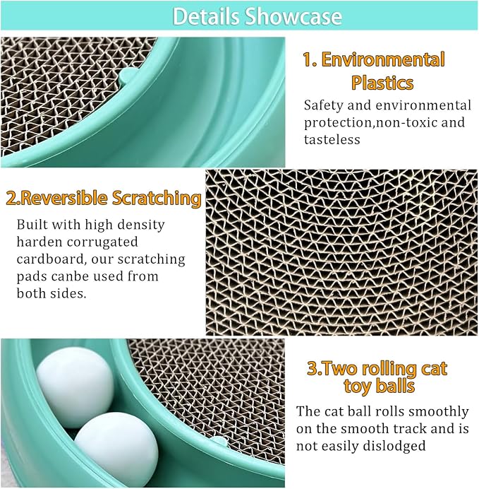 Interactive Cat Ball Track Toy for Indoor Cats, Cat Scratching Board & Exercise - Image 3