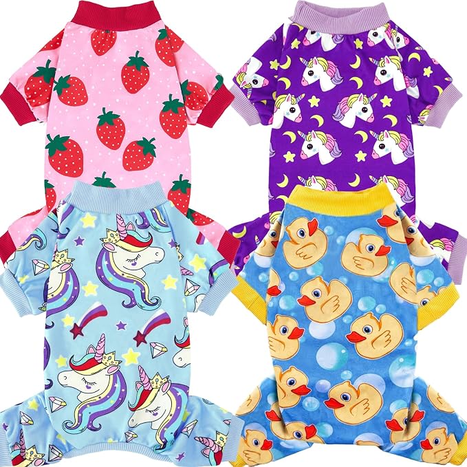 XPUDAC 4 Pieces Dog Pajamas for Large Dogs Pjs Clothes Puppy Onesies Outfits by XPUDAC