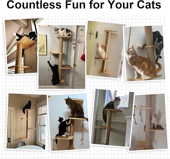 FUKUMARU Cat Scratching Activity Tree Wall Mounted, 50 Inch Cats Scratch Post - Image 7