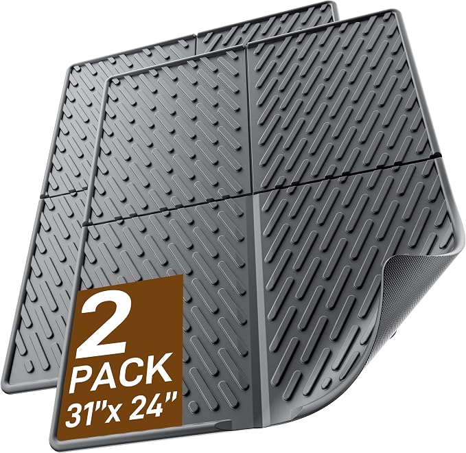 Cat Litter Mat with Grooves & Raised Edge, Urineproof/Waterproof, Litter by Kaxionage