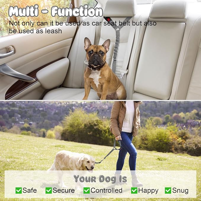 BWOGUE 2 Packs Dog Cat Safety Seat Belt Strap Car Headrest Restraint Adjustable - Image 5