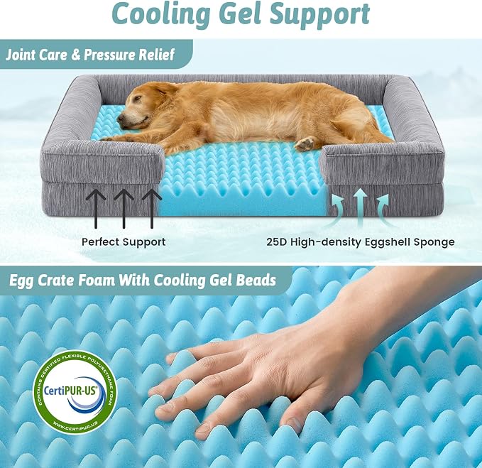 Cooling Dog Bed for Large Size Dogs, Q-Max >0.4 Summer Cool Orthopedic Foam Pet - Image 2