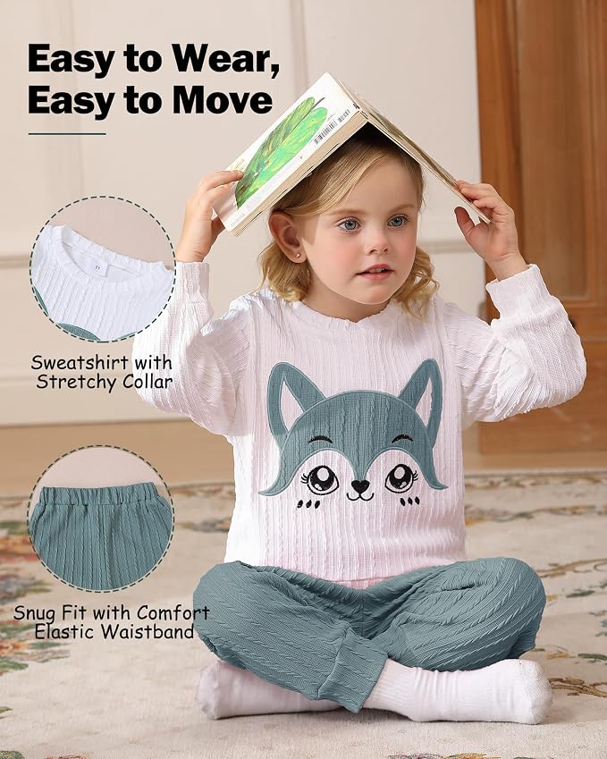 Jecson Toddler Girl Fall Clothes: Soft Outfits Set Embroidered Knit Top & - Image 3