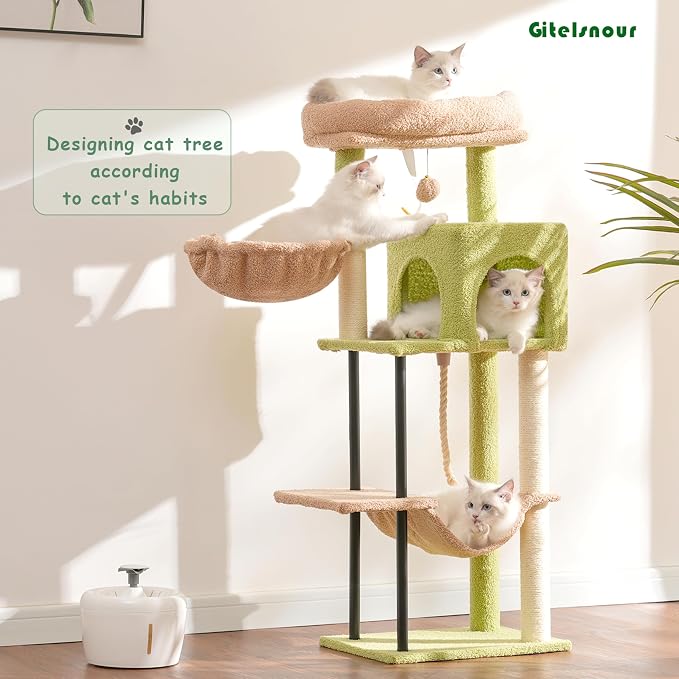 Cat Tree, Cat Tower for Indoor Cats, 43.3 inch Cactus Cat Tree Tower - Image 2