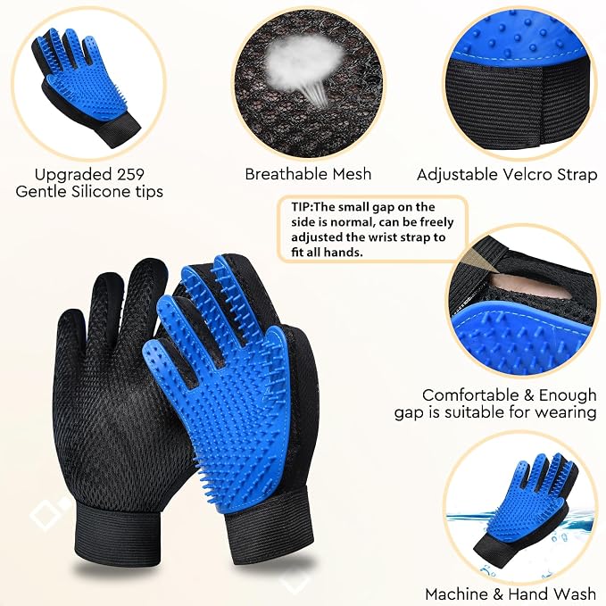 GJEASE Cat Grooming Glove Brush, Self-Cleaning Slicker Pet Brush - Image 4
