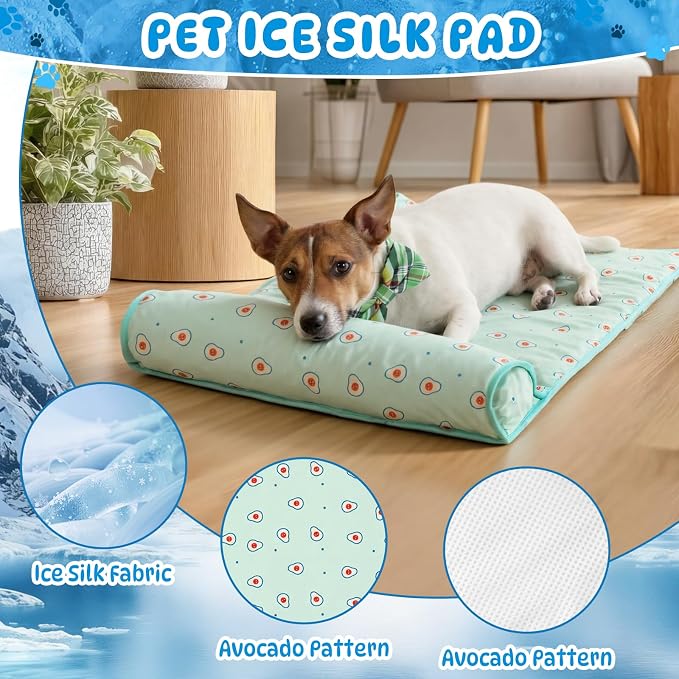 4 Pack Cooling Dog Mats with Supportive Pillow 15.7" x 23.6" Self Cooling Dog - Image 3