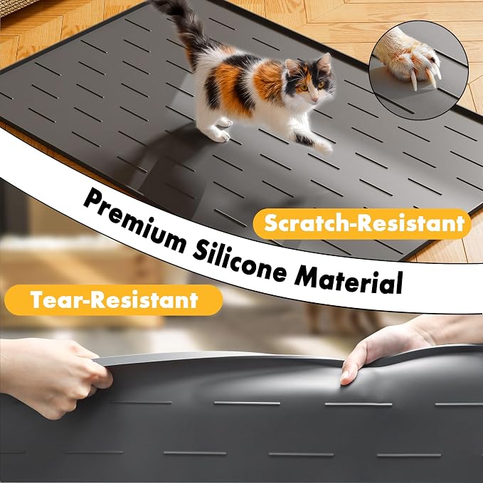 Pieviev Silicone Cat Litter Trapping Mat, Waterproof Kitty Litter Pads - Image 7