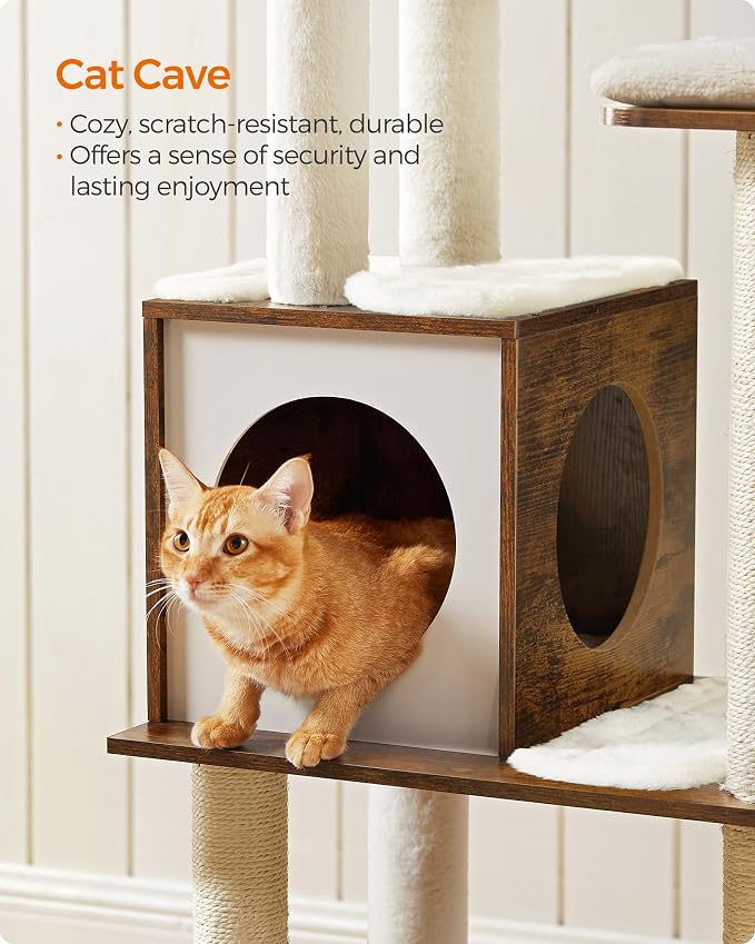 Feandrea Cat Tree, 64.6-Inch Modern Cat Tower, Washable Removable Cushions - Image 7
