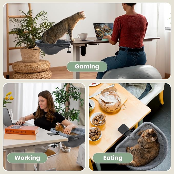 Cat Desk Bed - One-Click Folding, Sunken Design & Space-Saving Semi-Circular - Image 7