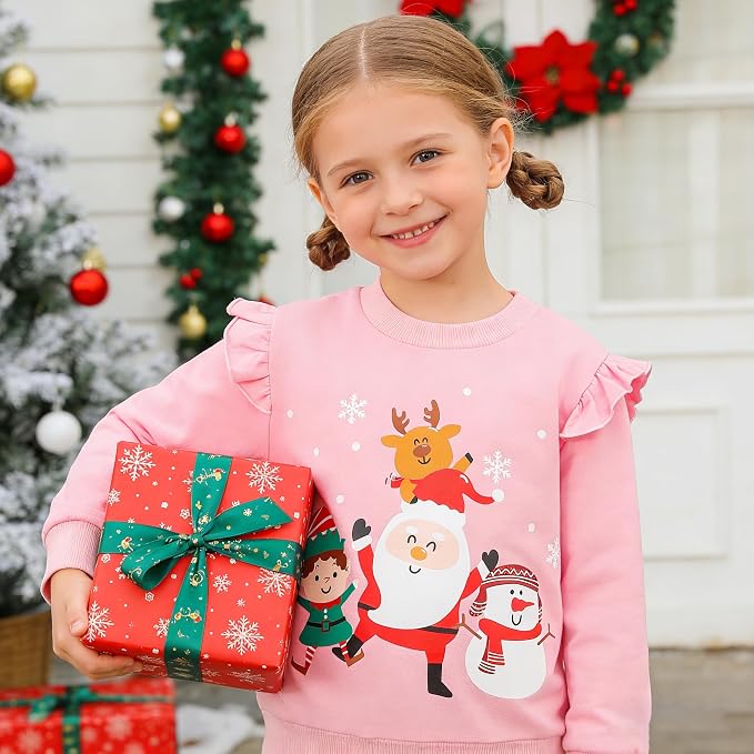 RETSUGO Toddler Baby Girls Sweatshirts Casual Pullover Crewneck Winter Long - Image 2