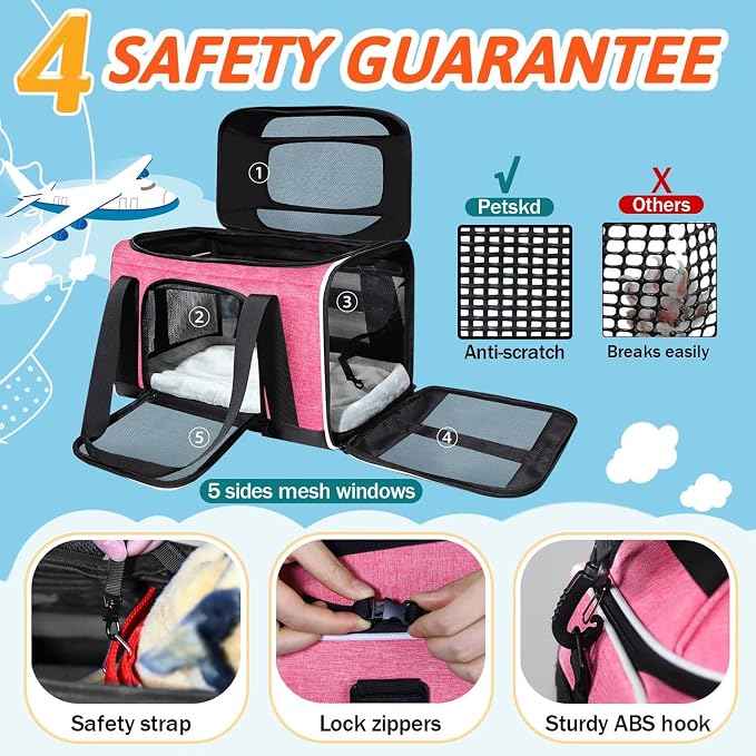 Petskd Top-Expandable Pet Carrier 17x11x9.5 Inches Alaska Airline Approved - Image 5