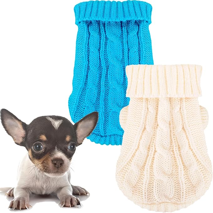 2 Pack Dog Sweaters for Small Dogs, Chihuahua Yorkie Sweater, Dog Clothes for by Kallfirscutie