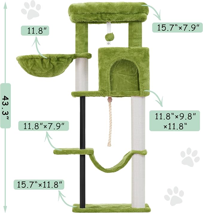 Cat Tree, Cat Tower for Indoor Cats, 43.3 inch Cat Tree Tower - Image 3