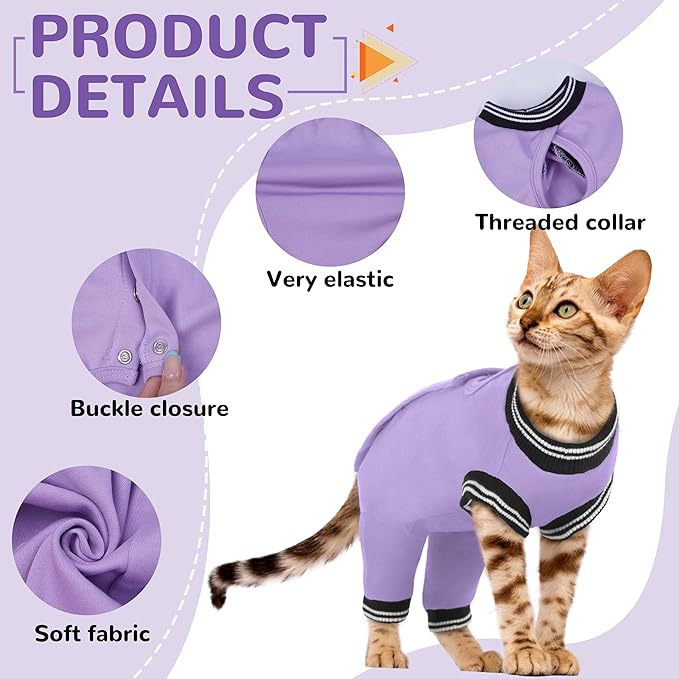 PUMYPOREITY Cat Recovery Suit for Hind Legs, Cat Surgical Spay Suit - Image 2