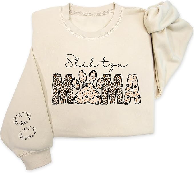 Personalized Dog Breed Mama Sweatshirt, Custom Paw Print Sweater, Cozy Pet by Unknown