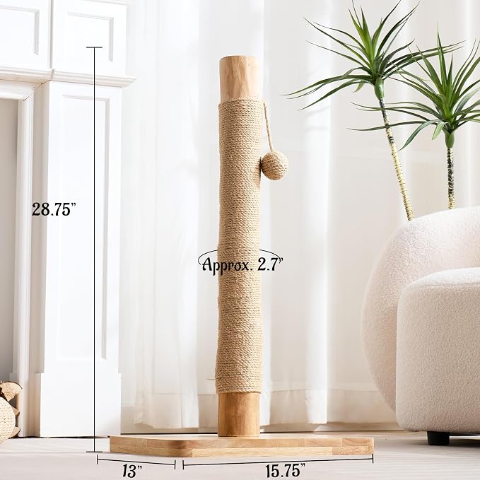 29" Tall Cat Scratching Post for Indoor Cats Adults, Extra-Stable & Natural - Image 5