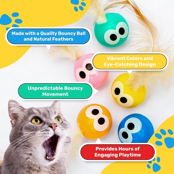 Bouncy Tails 3-Pack Cat Ball Toy - Image 3
