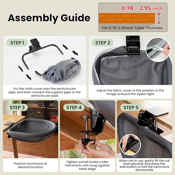 Cat Desk Bed - One-Click Folding, Sunken Design & Space-Saving Semi-Circular - Image 8