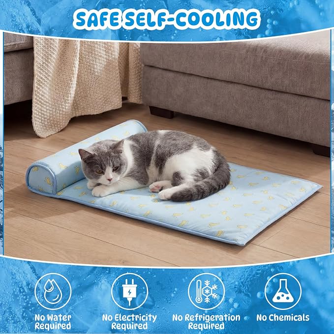 4 Pack Cooling Dog Mats with Supportive Pillow 23.6" x 31.5" Self Cooling Dog - Image 5