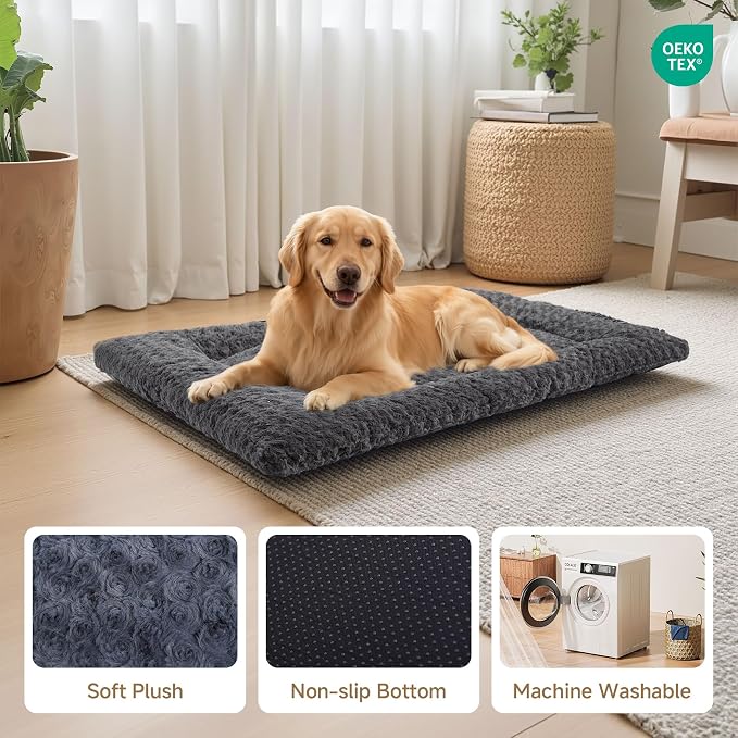 Washable Dog Bed Mat Soft Dog Crate Pad Fluffy Pet Kennel Beds Sleeping Mattress - Image 4