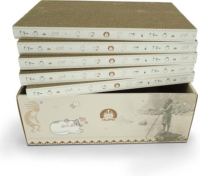 5 Pack Cat Scratching Boards | Reversible Cardboard Cat Scratcher by HUPA