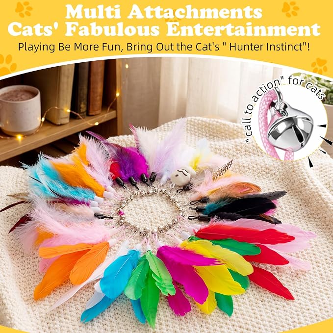Leitee 40 Pcs Cat Toys 28 Interactive Cat Feather Toy - Image 3