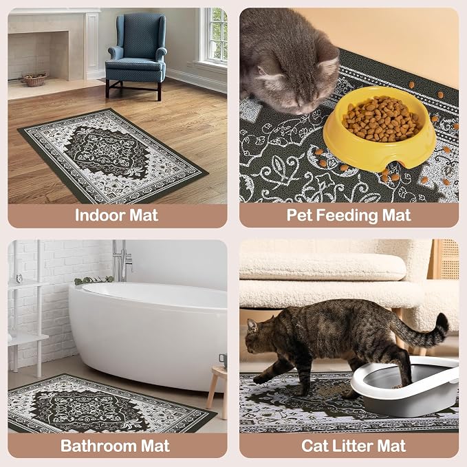 Glittme Cat Litter Mat with Non-Slip Bottom Litter Box Mat 40"X30" Litter - Image 5