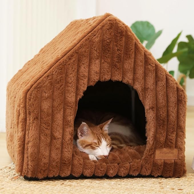 FUKUMARU Cat Houses for Indoor Cats, Washable Cute Cat Bed Cave - Image 6
