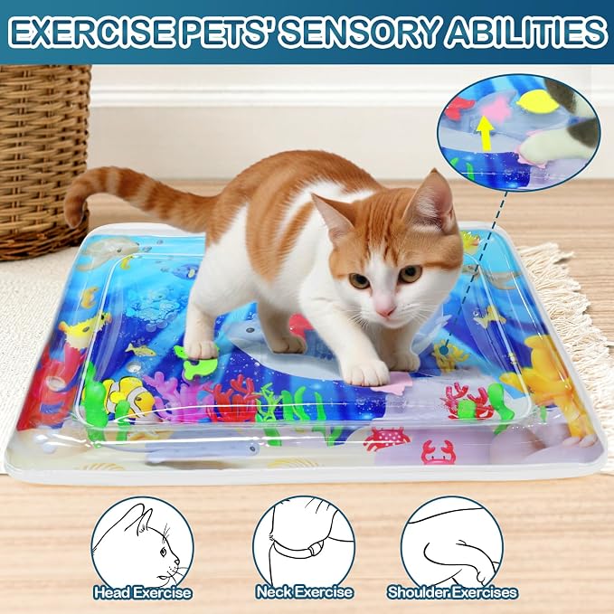 Upgraded Water Sensory Playmat for Cats, Thickened Cat Dog Toys Bored Pet - Image 6