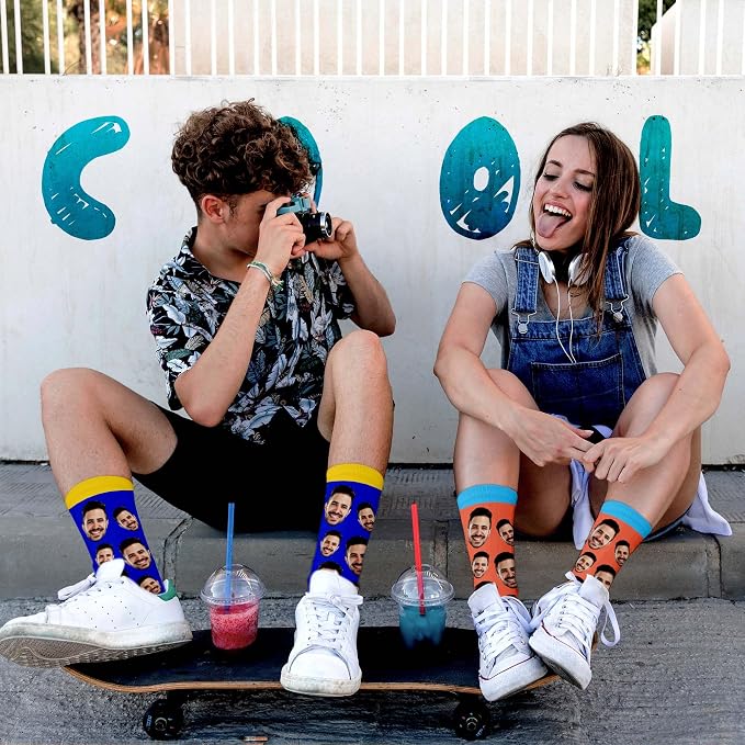 Artsadd Custom Face Socks for Women Men Cat Dog Lovers, Customized Unisex Funny - Image 3