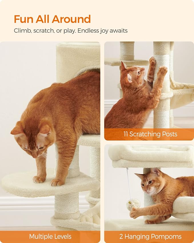 Feandrea Cat Tree, 44.1-Inch Cat Tower - Image 8
