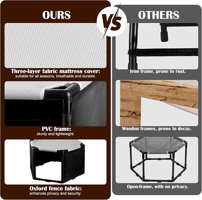 Elevated Cat Hammock Bed with Privacy Fence, Portable Raised Dog Cat Bed - Image 4