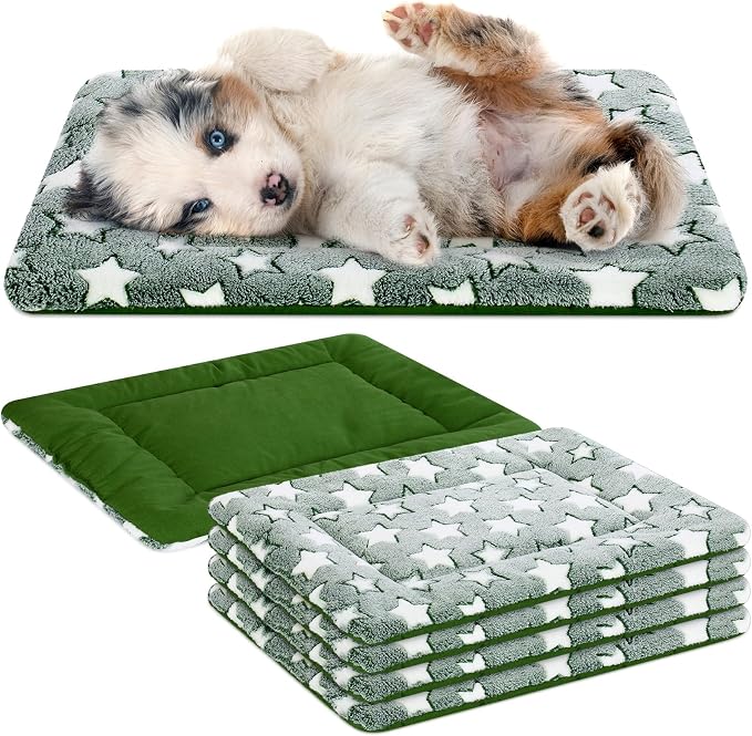 VitalCozy 4 Pcs Dog Crate Pads, Ultra Soft Warm Washable Anti-Slip Kennel Bed by VitalCozy