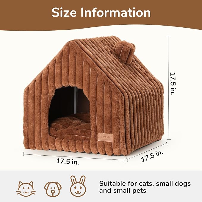 FUKUMARU Cat Houses for Indoor Cats, Washable Cute Cat Bed Cave - Image 7