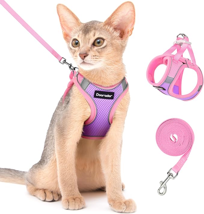 Dooradar Cat Harness and Leash Set, Escape Proof Lightweight Kitten Harness by Dooradar