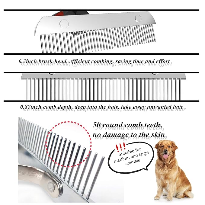 Dog Brushes for Grooming Large Dogs, Undercoat Dog Rake Long Hair Pet Comb Pet - Image 6
