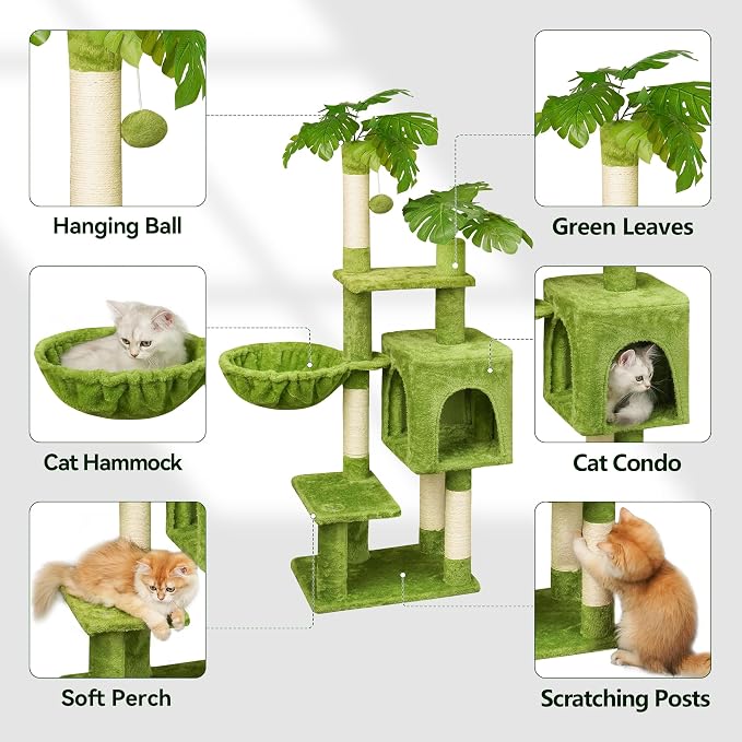 Green Tall Cat Tree 47-Inch for Kittens Under 6 Months 9lbs, Cat Tower for - Image 2